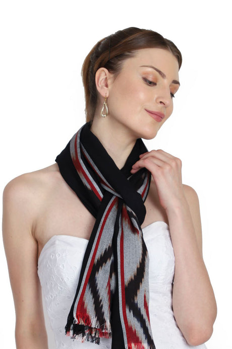 Viscose Stole in Black And Red