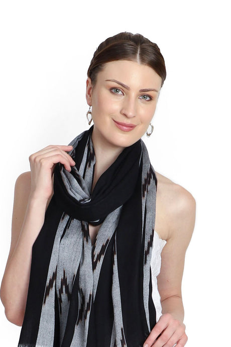 Viscose Stole in Black And Grey