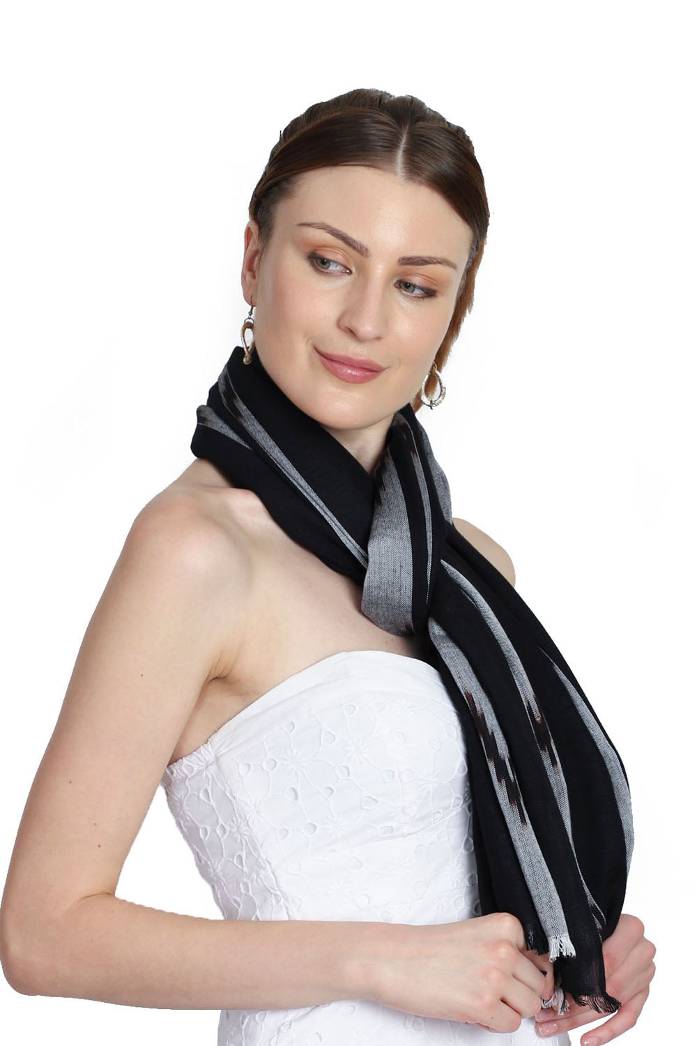 Viscose Stole In Black And Grey