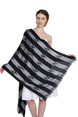 Viscose Stole In Black And Grey