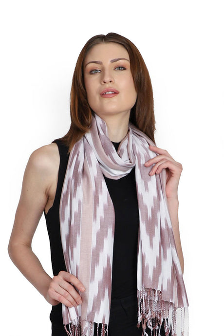 Viscose Stole in Brown And White
