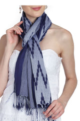 Viscose Stole In Navy And Grey