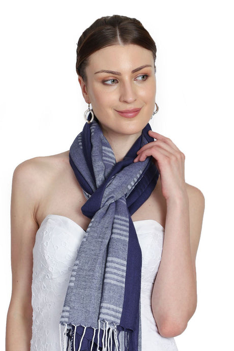 Viscose Stole in Navy And Grey