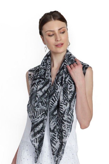 Chiffon Square Scarf in Black And White