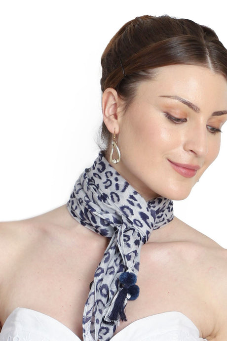 Viscose Square Scarf in Grey And Blue