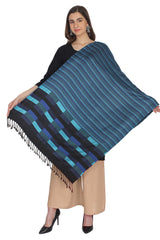 Viscose Shawl In Black And Turquoise