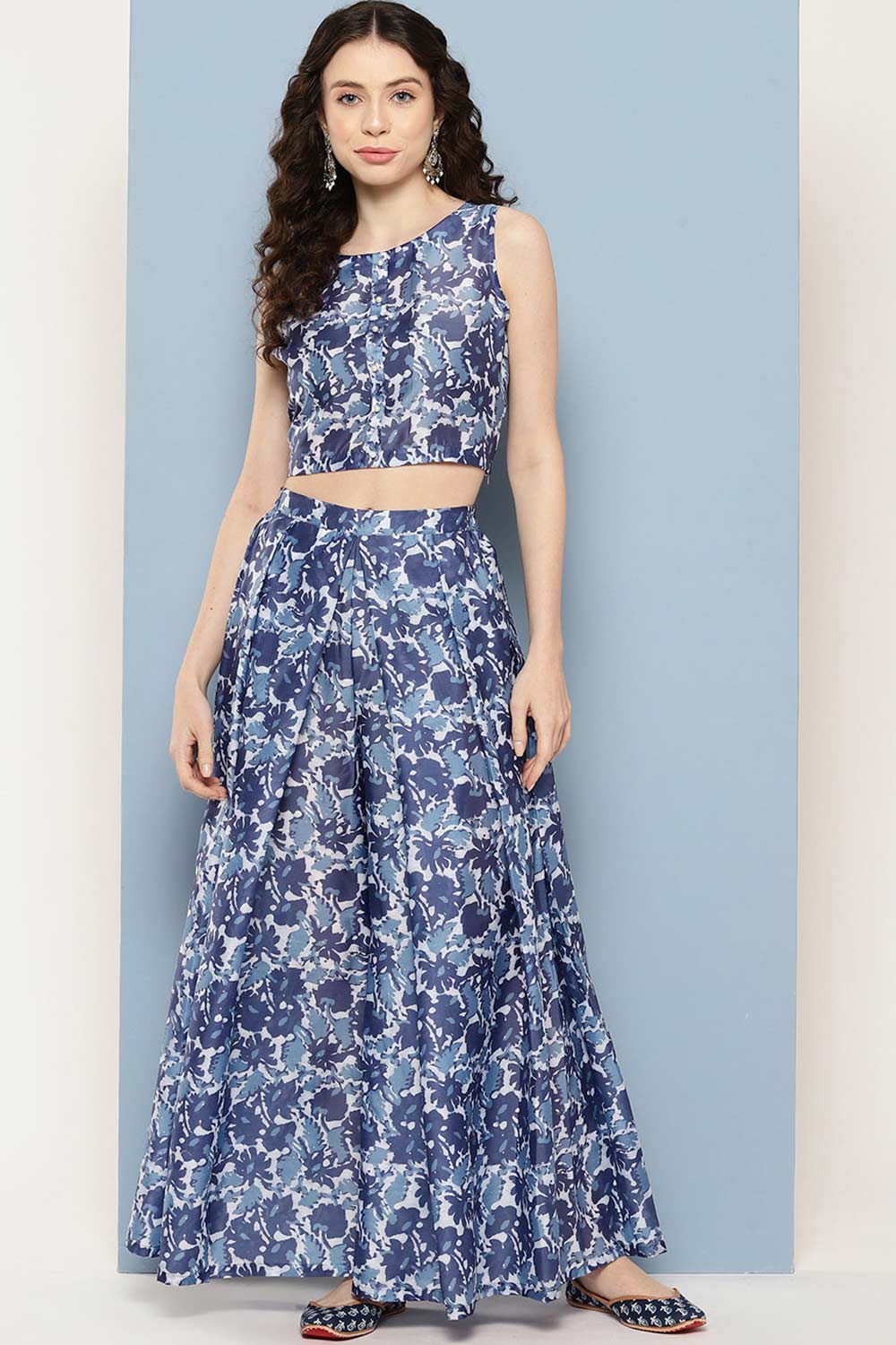 Buy Navy Blue Printed Ethnic Co-Ords Online