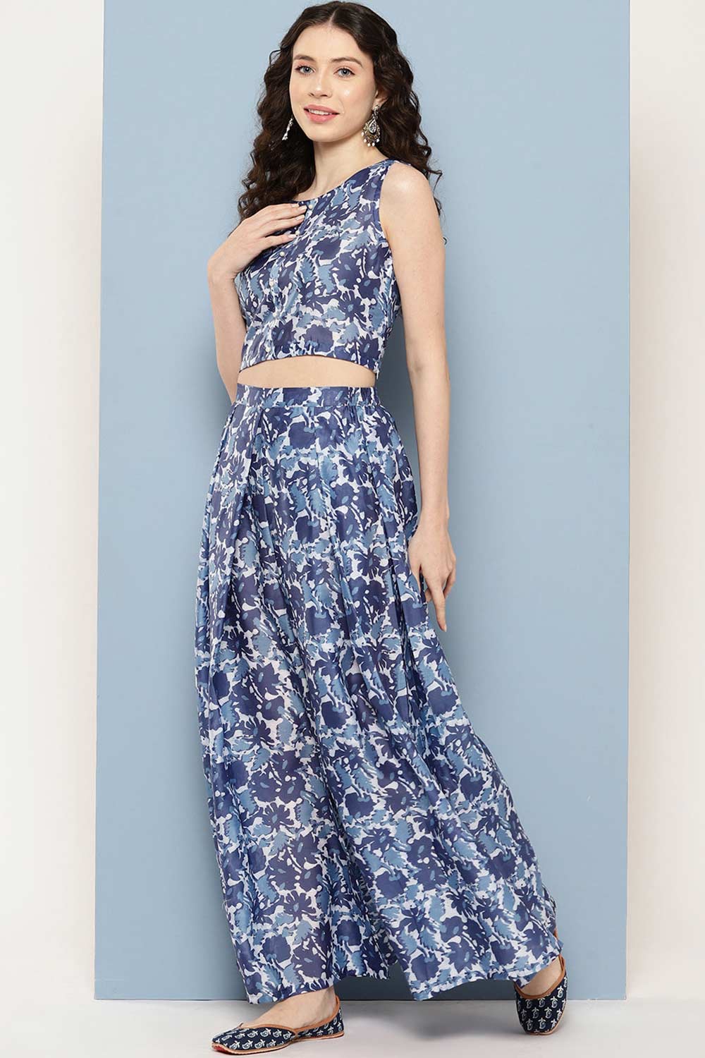 Buy Navy Blue Printed Ethnic Co-Ords Online