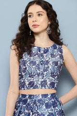 Buy Navy Blue Printed Ethnic Co-Ords Online