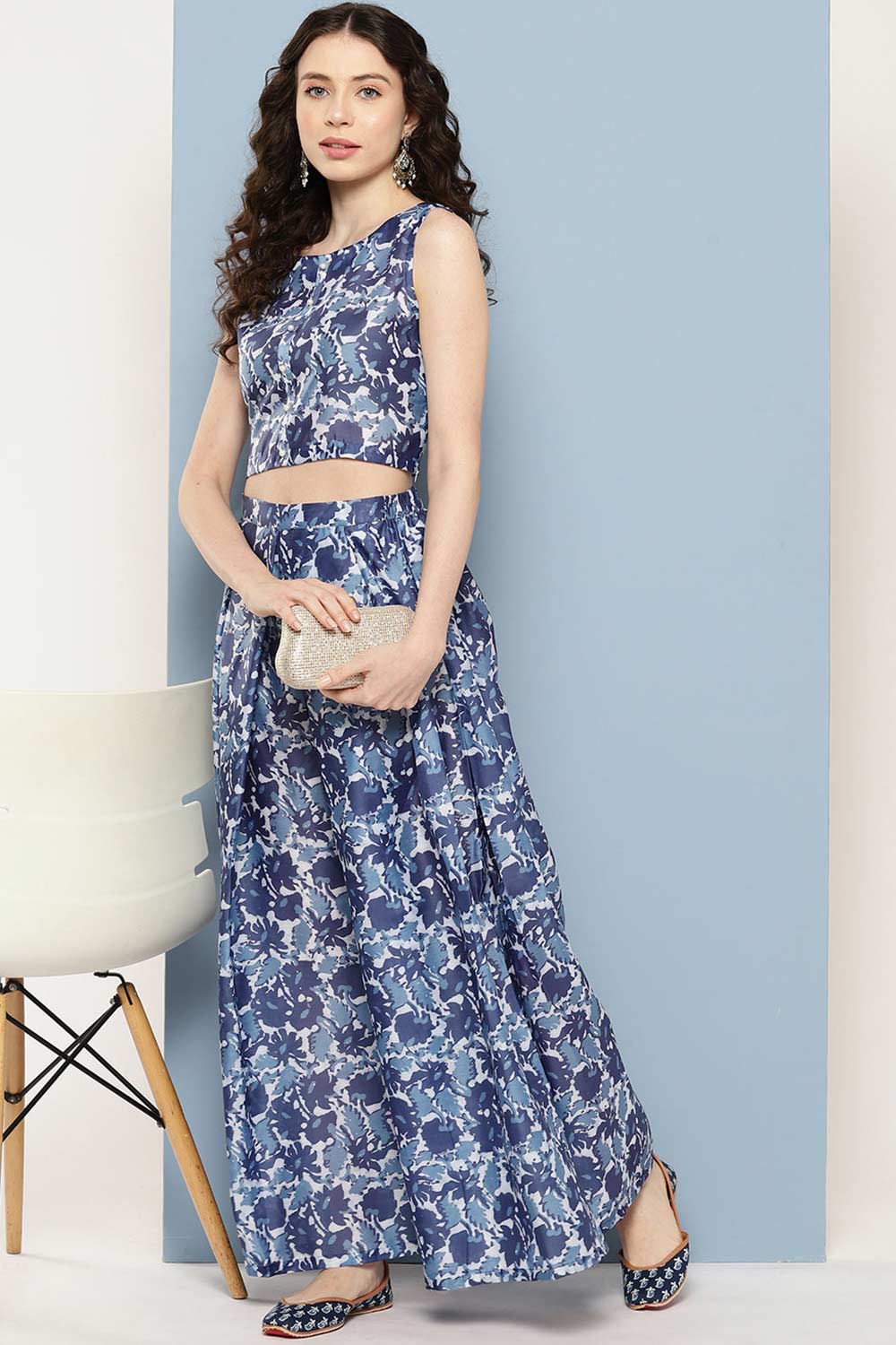 Buy Navy Blue Printed Ethnic Co-Ords Online