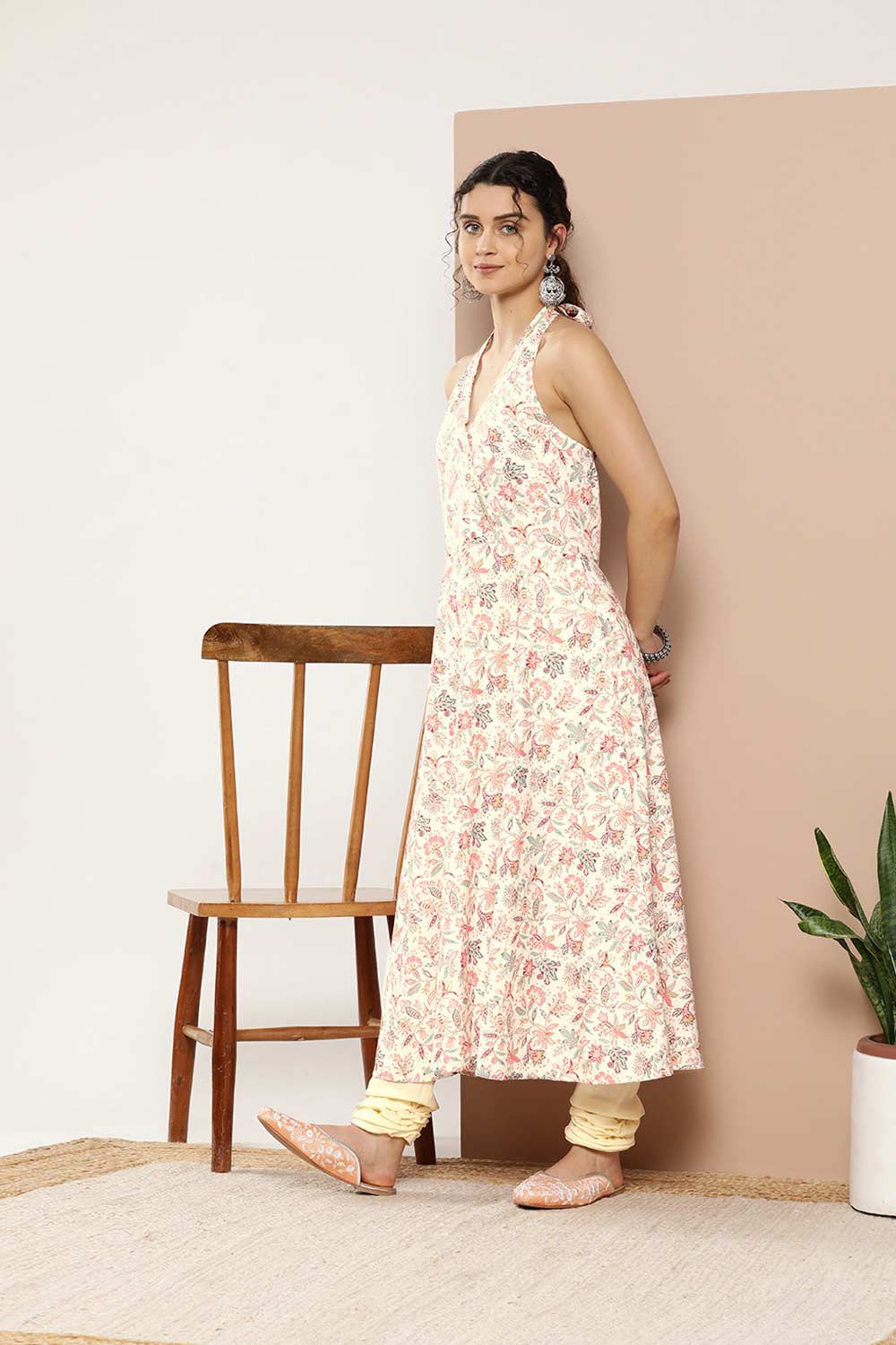 Buy Pink Poly Crepe Printed Kurta Churidar Set Online