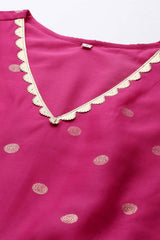 Pink Chanderi Gold Foil Print Dress