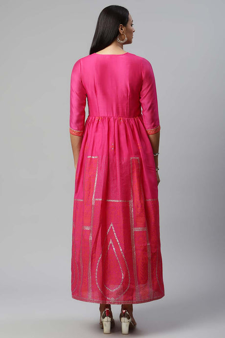 Pink Crepe Printed Dress