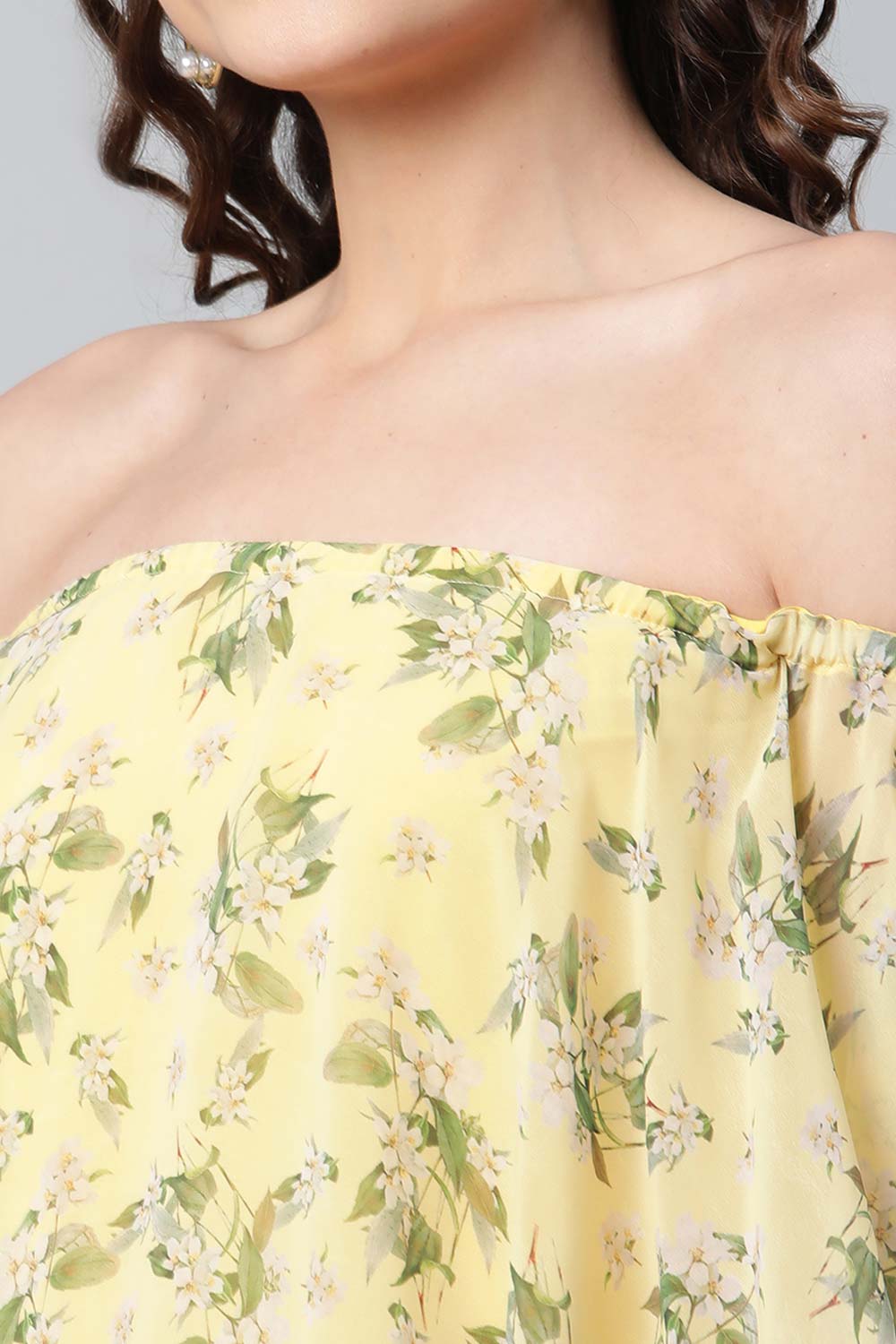 Crepe Printed Yellow Dress