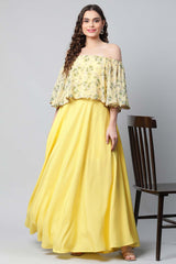 Crepe Printed Yellow Dress