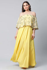 Crepe Printed Yellow Dress