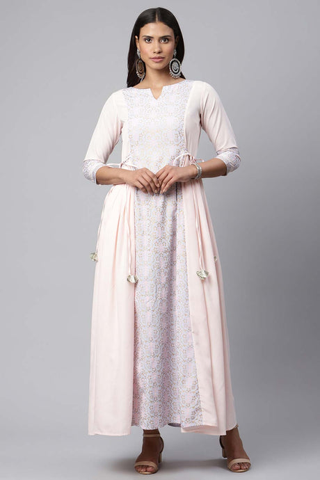Pink Crepe Khari Print Dress