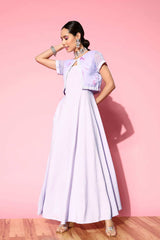 Buy Blue Crepe Ethnic Motifs Printed Maxi Dress Online - Front