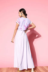 Buy Blue Crepe Ethnic Motifs Printed Maxi Dress Online - Zoom In