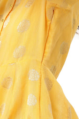 Women Yellow Chanderi Jacquard Woven Dress