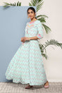 Buy Sea Green Crepe Ethnic Motifs Printed Maxi Dress Online