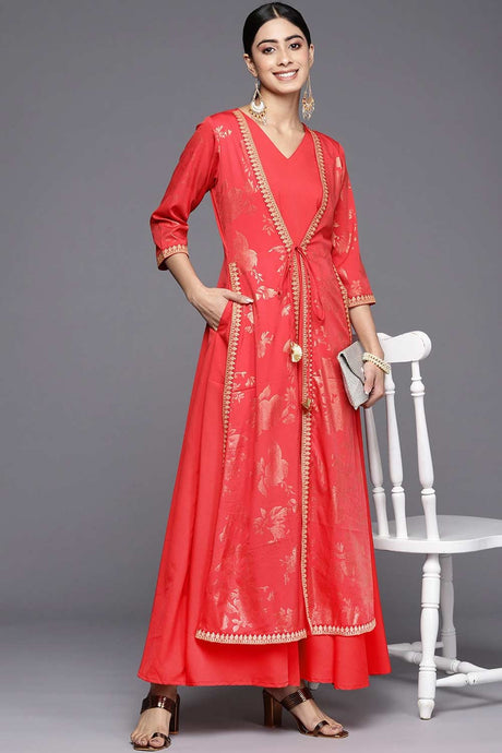 Buy Red Crepe Floral Printed Maxi Dress Online