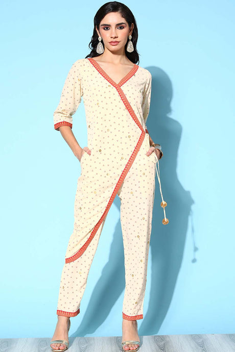Offwhite Crepe Printed Jumpsuit