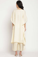 Buy Crepe Foil Printed Kurta Set in Off White Online - Back