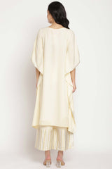 Buy Crepe Printed Kurta Set in Offwhite - Front