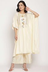 Buy Crepe Printed Kurta Set in Offwhite