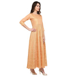 Shop Woman's Chanderi Printed Kurta in Peach At KarmaPlace