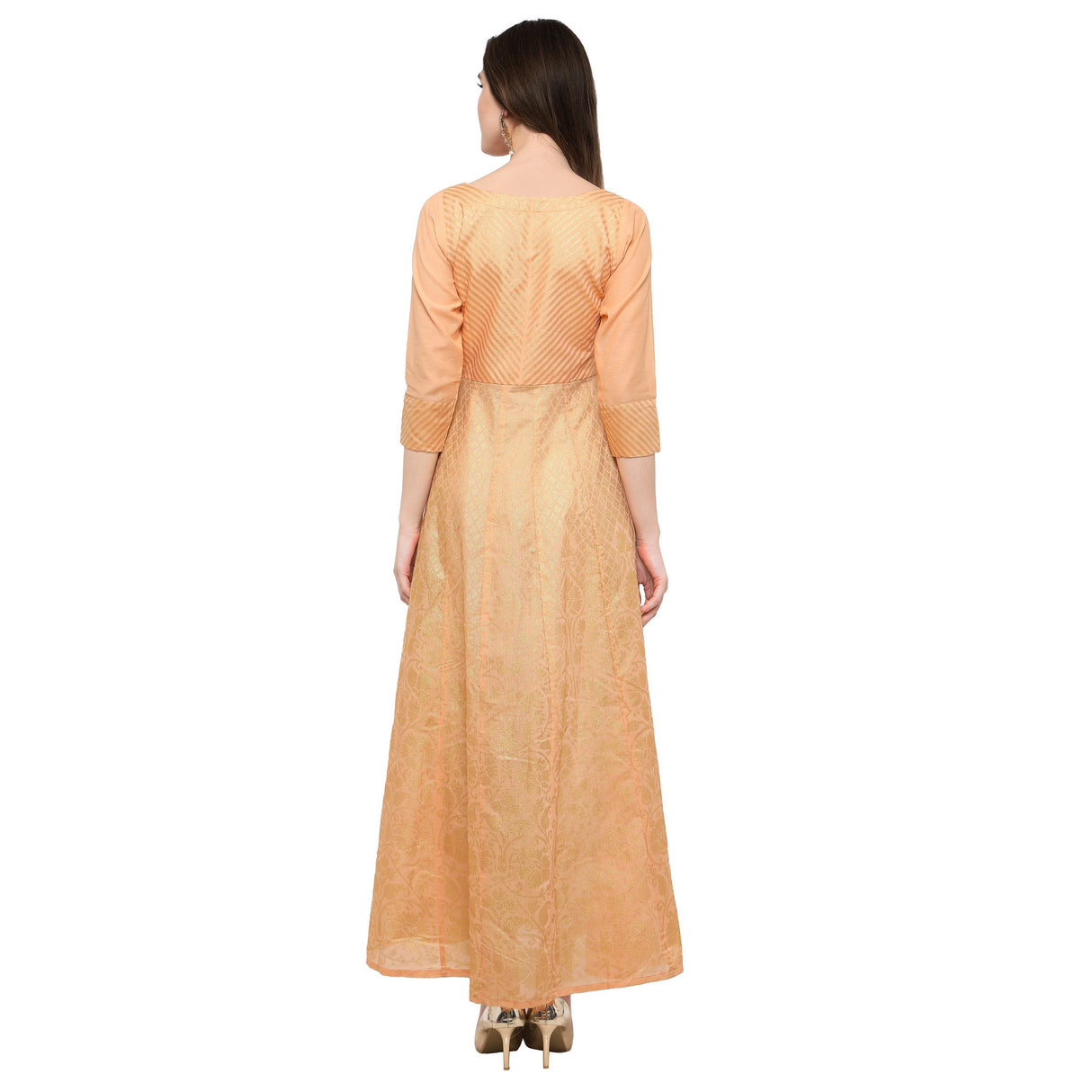 Online Printed Kurta in Peach