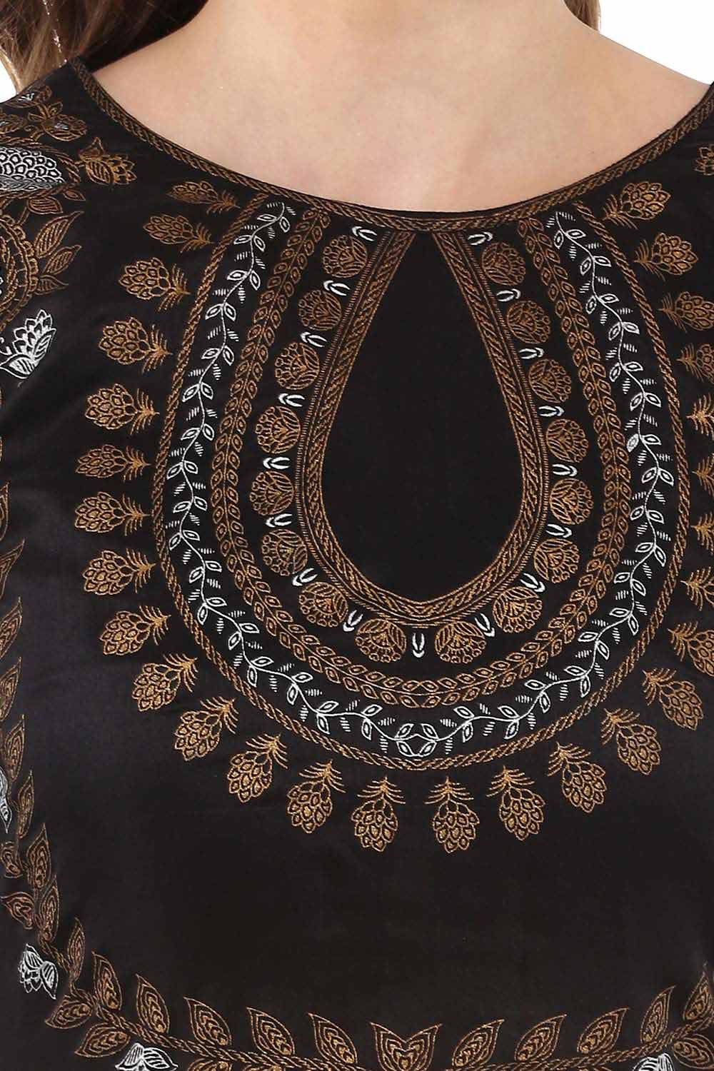 Black Gold Print Chanderi Flare Kurta