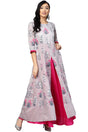 Buy  Chanderi Silk and Poly Silk Pigment Kurta in Grey and Magenta Online