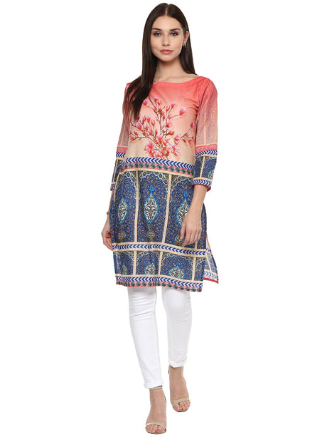 Buy Cotton Kurta in Pink and Blue Online