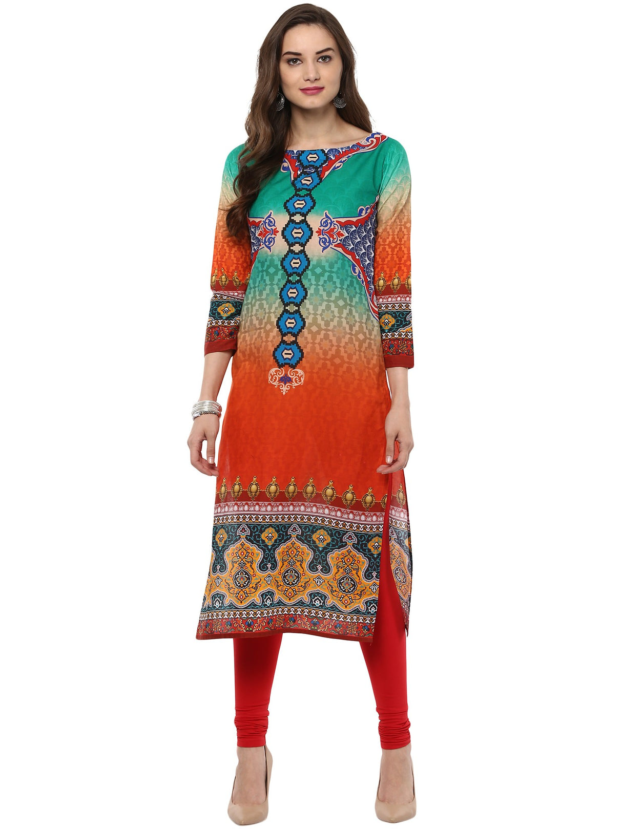 Shop Woman's Cotton Kurta in Multi At KarmaPlace 