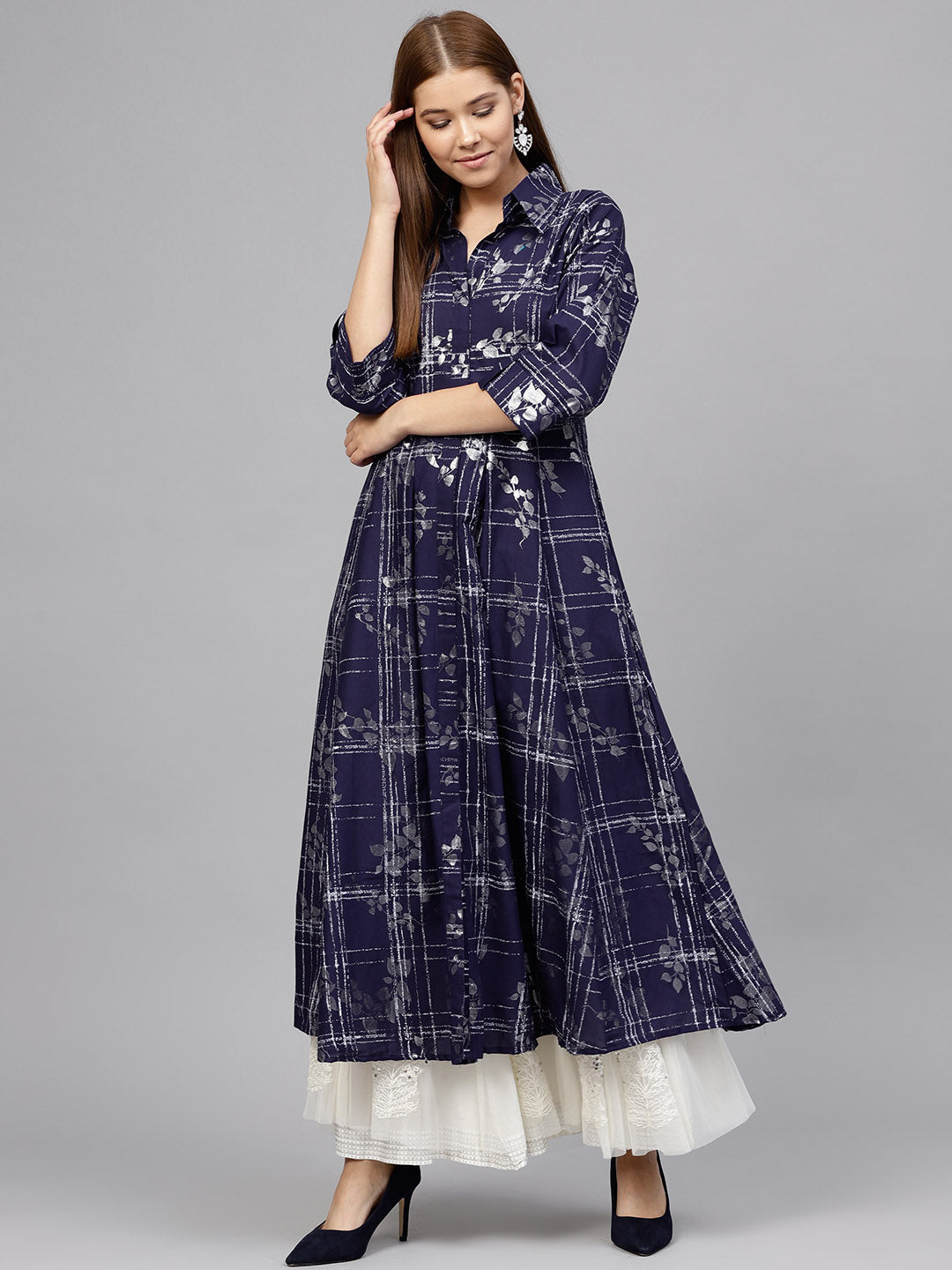 Buy Cotton Printed Kurta in Blue Online