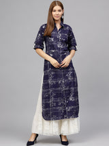 Cotton Printed Kurta Top In Blue