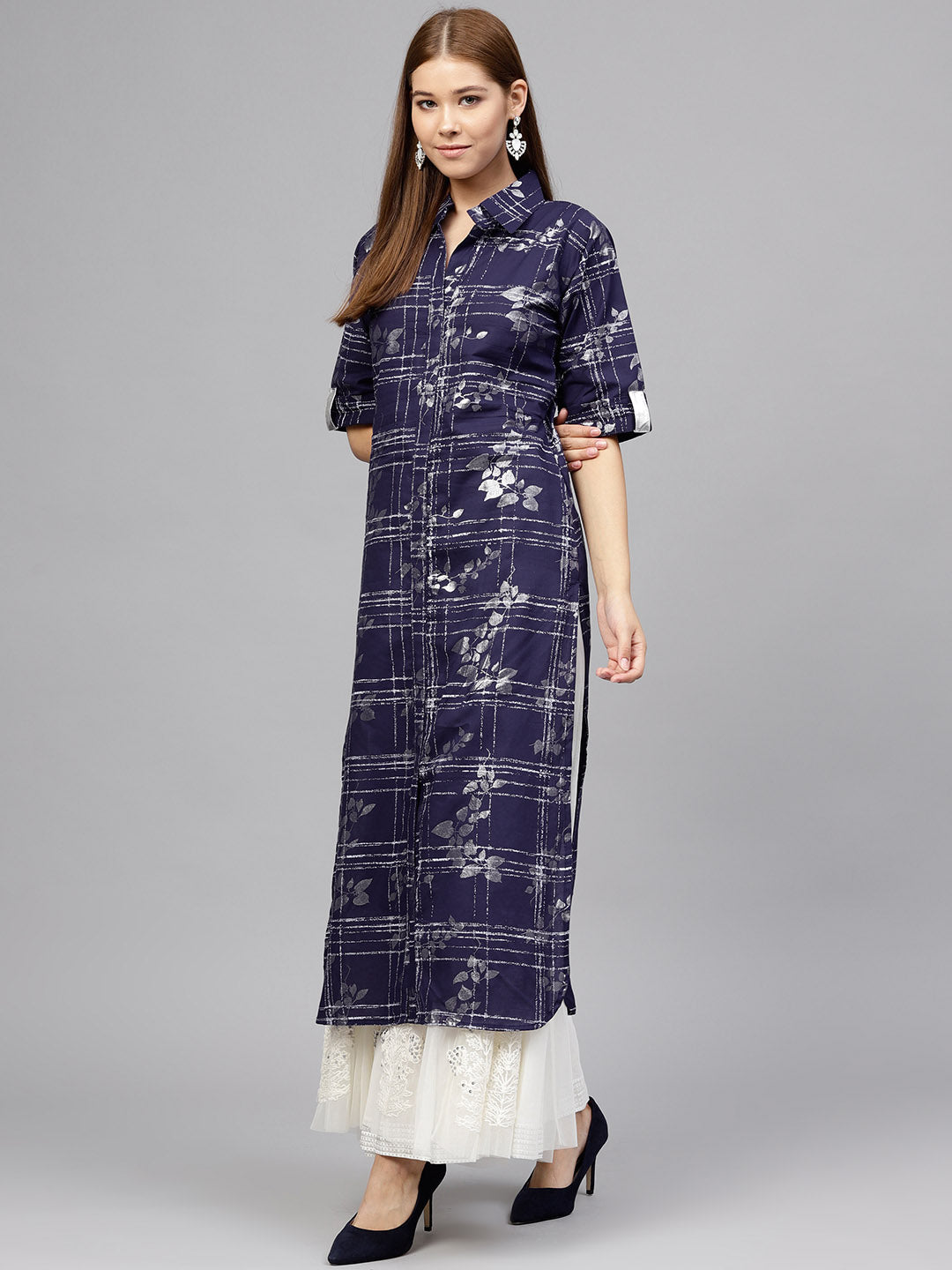 Cotton Printed Kurta Top In Blue