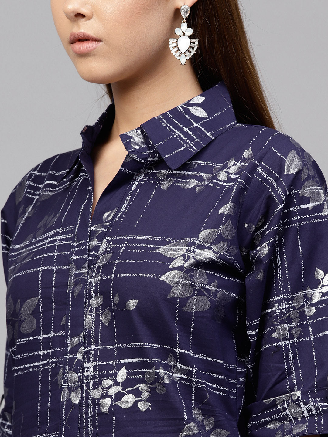 Cotton Printed Kurta Top In Blue