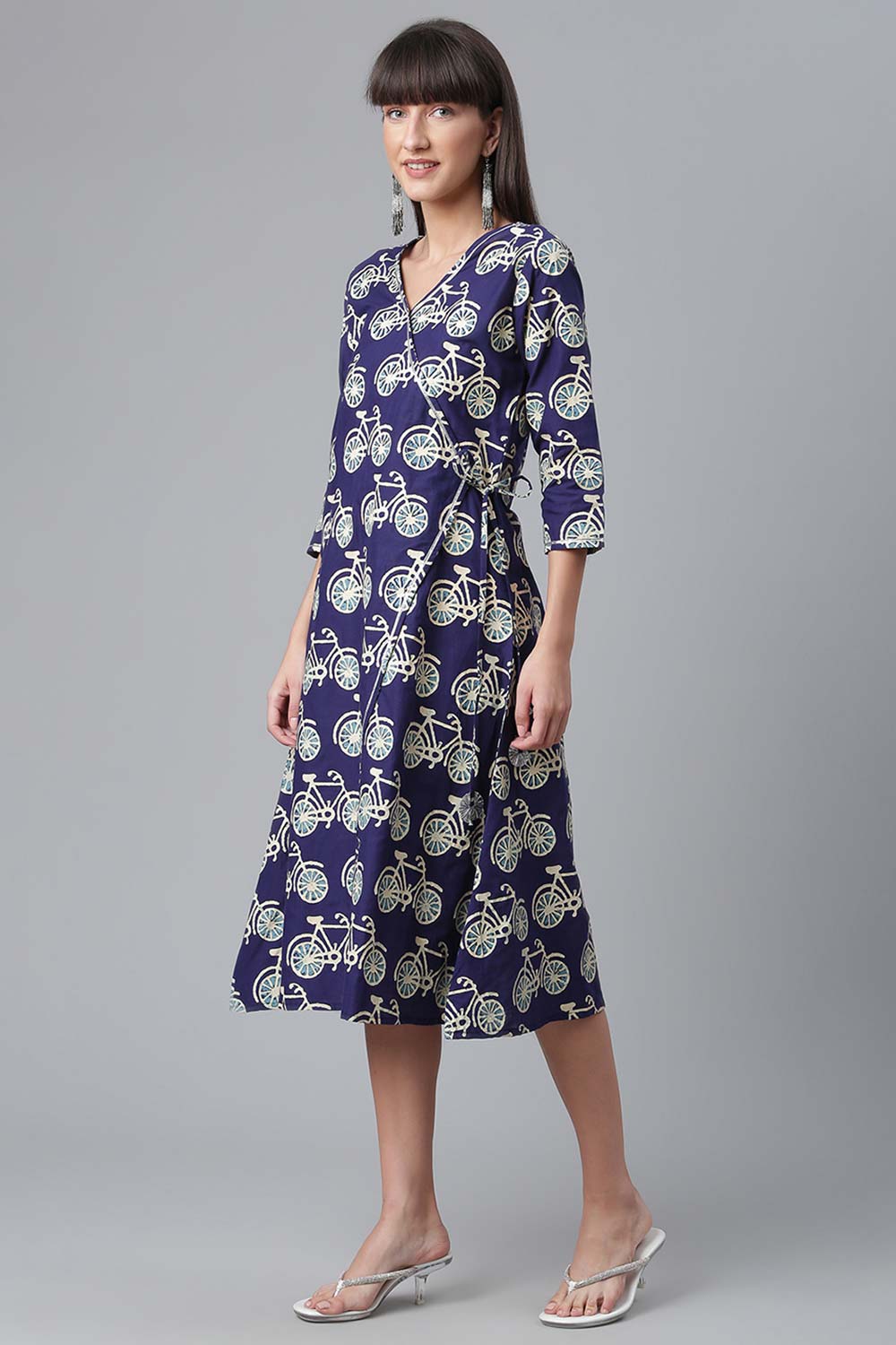 Cotton Navy Blue Printed Kurti