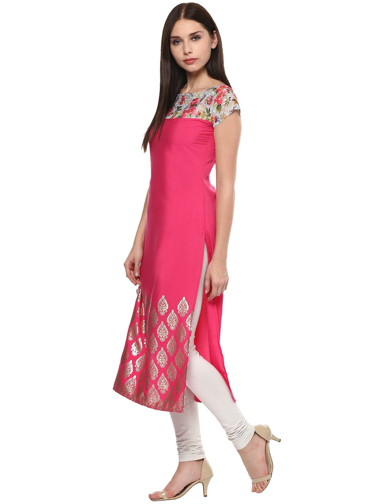 Polyester Magenta Kurta Online 