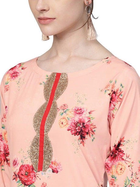 Polyester Kurta Top In Pink