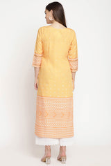 Women Yellow Crepe Digital Print Kurti