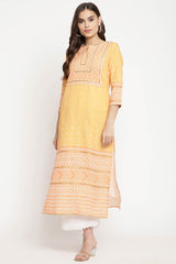 Women Yellow Crepe Digital Print Kurti