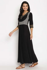 Black Crepe Printed Kurta