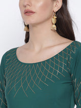 Polyester Kurta Top In Green