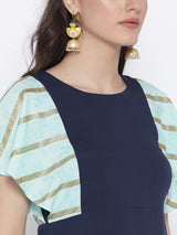 Polyester Kurta Top In Blue