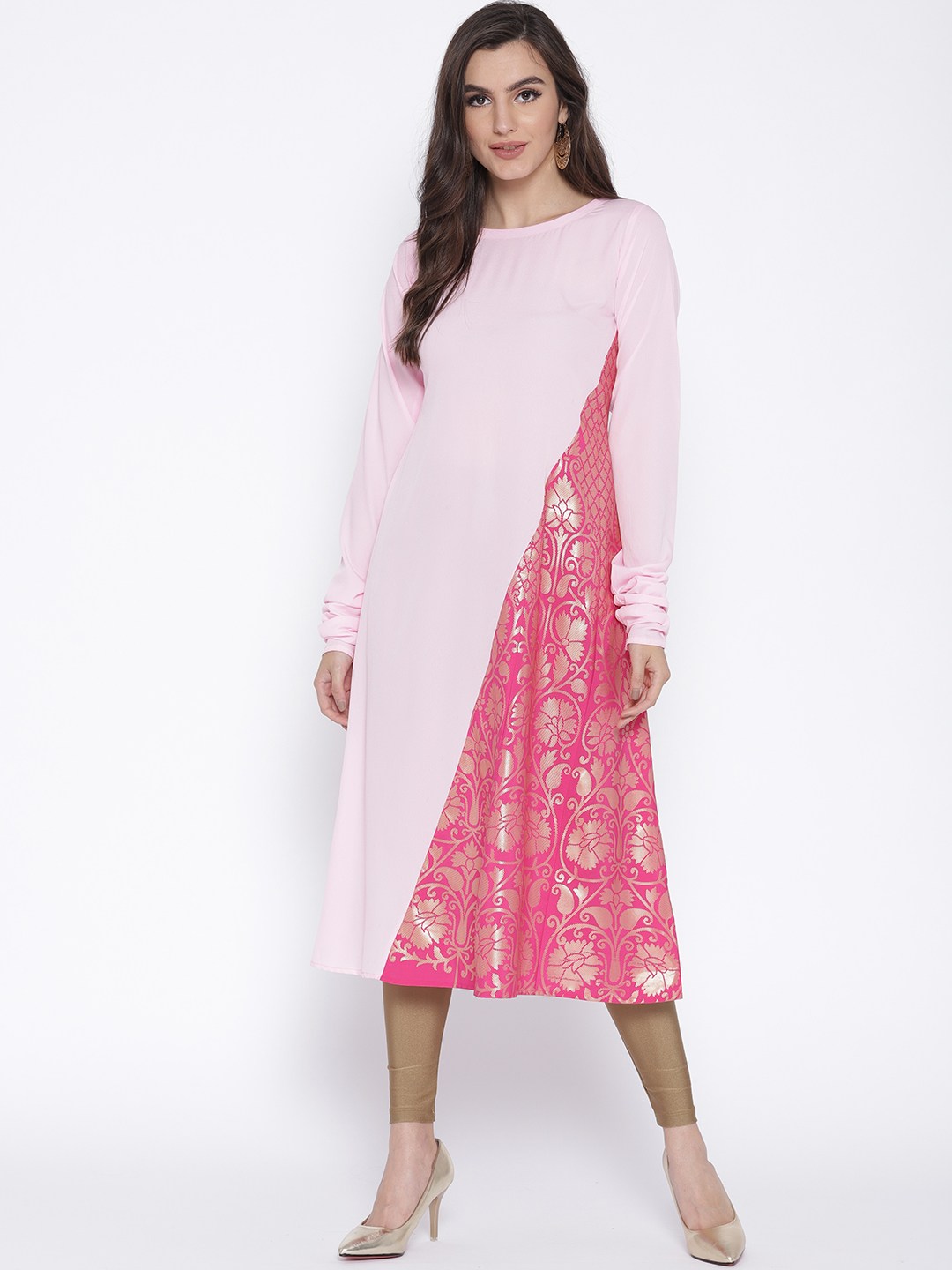 Polyester Kurta Top In Pink