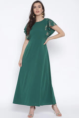 Polyester Kurta Top In Green